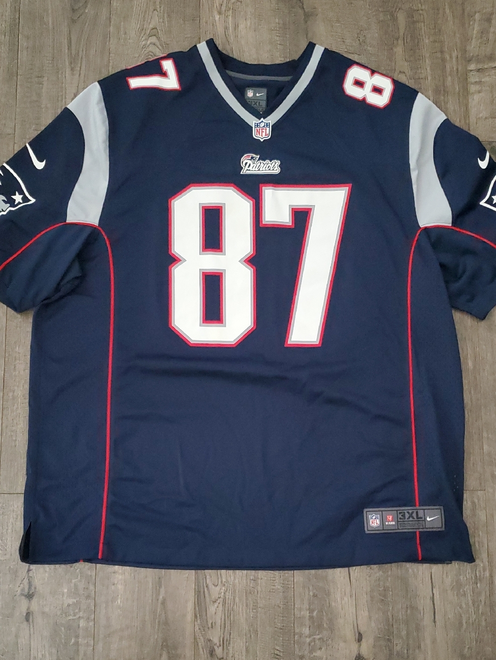 Nike New England Patriots #87 Navy White Football Jersey